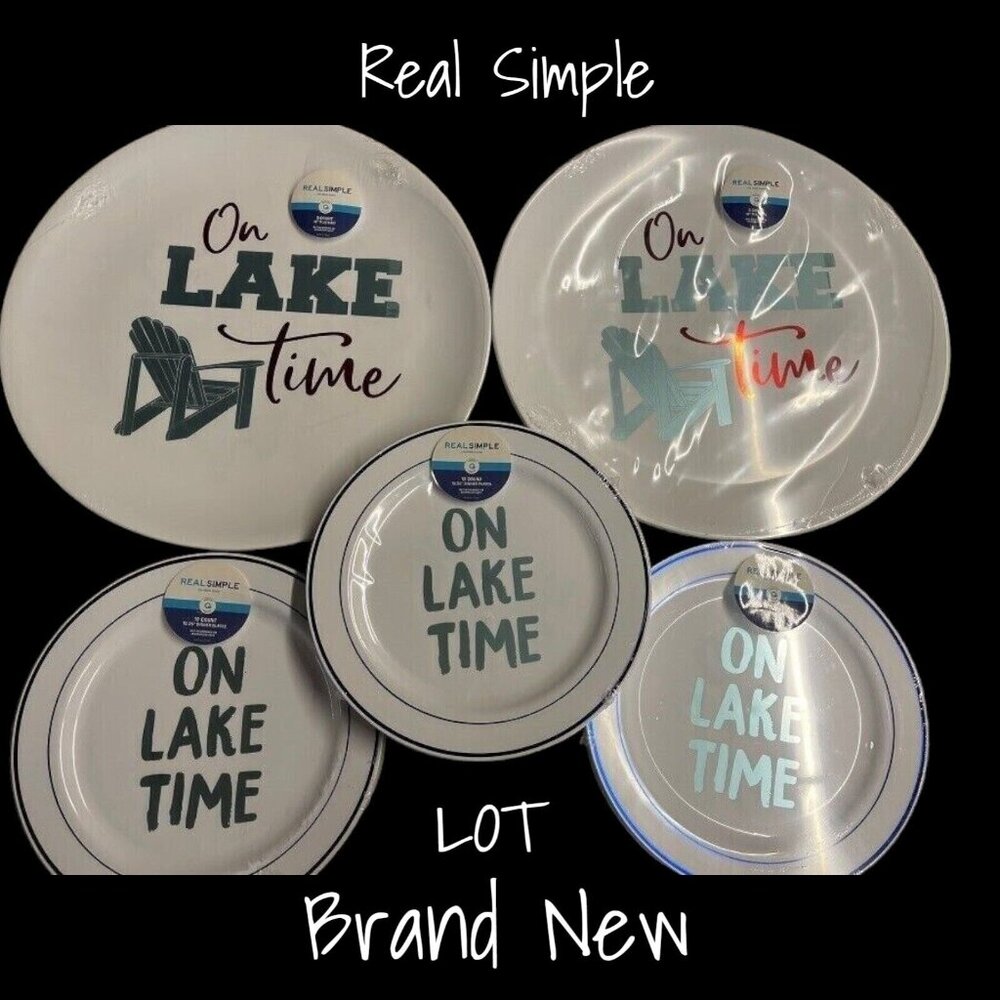 Lake Life Dinner Plates Set - New Plastic Indoor & Outdoor Dining Plates